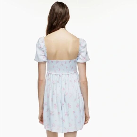 Aritzia Sundeh Women's Size Medium Yellow Floral Smocked Mini Dress - Picture 8 of 8